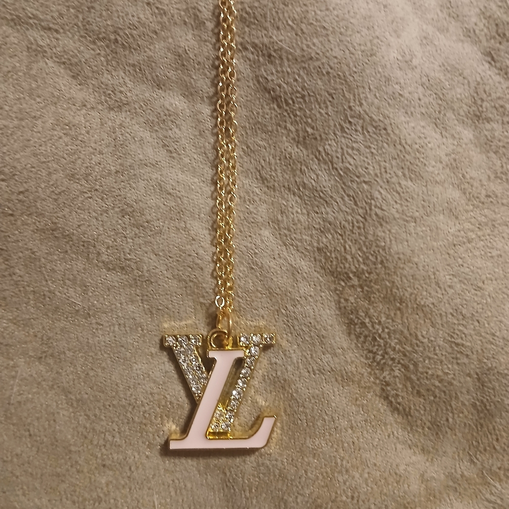 Chic Gold and Pink Initial Necklace